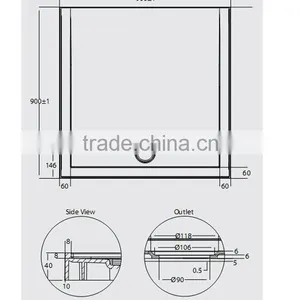 SUNZOOM 2 Side Aclove Tile Flange Shower Tray,semi-circle Shower Tray,shower Base thumbnail-4