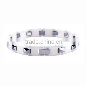 MEN'S Fashion Hi-tech White Zirconia Ceramic Polished Shiny Magnetic Healthy Bracelet thumbnail-1