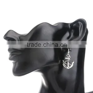 Long Earings 18k White Gold Plated Silver Color Austrian Crystal Rhinestone Dangle Anchor Earring thumbnail-6