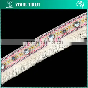 9MM Crystal Rhinestone 9MM Dome Stud Rose Pink Cotton Decorative Tassel Braid Trimming thumbnail-4