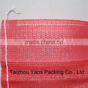 Red Perforated PP Leno Mesh Bag Plastic Plain Onions Bag Label Bag thumbnail-2