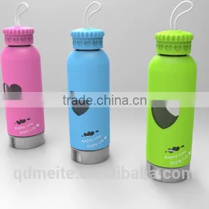 2016 Custom Glass Bottle /water Bottle/ Drink Bottle With Silicone Sleeve Quality Choice thumbnail-5