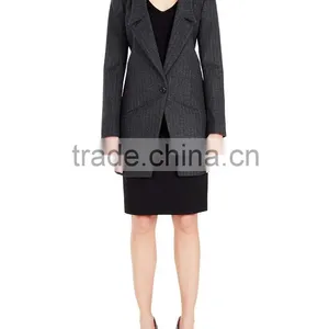 Womens Blazer Style Coat Pinstripe Wool Coat thumbnail-2
