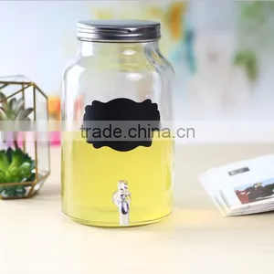 Glass Beverage Dispenser With Black Sticker and Tap thumbnail-1