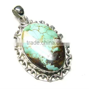 Sterling Silver Pendant With Natural Turquoise thumbnail-1