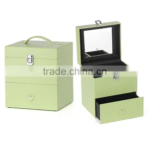 Small Mobile PVC Leather Cosmetic Box Makeup Beauty Case With Drawer Mirror thumbnail-1