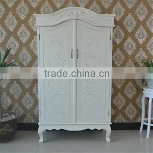 French Style Modern Bedroom Furniture Oak Wood Wardrobe With Two Door thumbnail-2