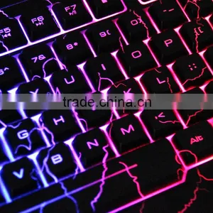 Rainbow LED Backlit Gaming Keyboard With Cool Crack Parttern thumbnail-3