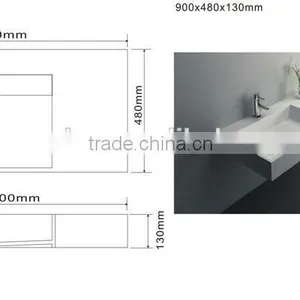 Modern Bathrooms Wash Basin for Hotel , Wall Hung Acrylic Solid Surface Wash Basin,Artificial Stone Washing Basin thumbnail-2