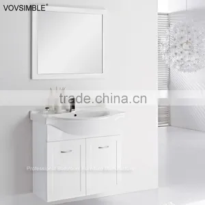 MDF Wall-hanging Bath Cabinet With Circular Mirror and Side Cabinet thumbnail-6