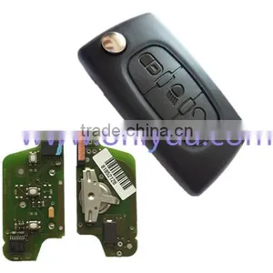 Newest Peugeot 3 Button Flip Remote Key With 433mhz With Light Button Battery on PCB With FSK Model thumbnail-1