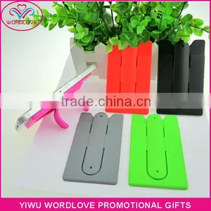 Printing Logo Custom Gift Multifunction Smart Wallet 3M Sticky Silicone Mobile Card Holder With Slap Stand for Advertising thumbnail-4