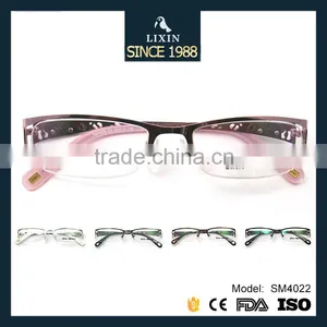 Fashion Design Metal Half-Rim Glasses Frame Women Hollow Pink/Gunmental/Silver/Bronze/Black Frame SM4022 thumbnail-3
