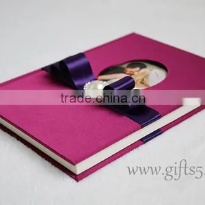 Luxury Silk Covor Wedding Guest Book With Ribbon thumbnail-4