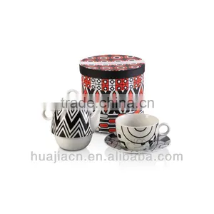 HJCF006-271 Red Color Design Transparent Ceramic Cup With Lid thumbnail-1
