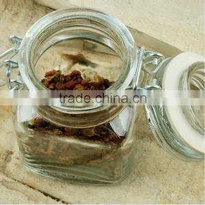 80ml Mini Clear Square Airtight Glass Canister for Spice thumbnail-2