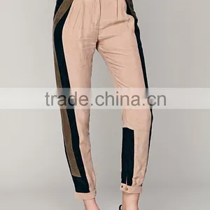 OEM Supply Relaxed Style Contrast Color Korean Women Pants thumbnail-5