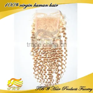 Wholesale Russian Hair Extensions Russian Blonde Curly Closure thumbnail-3