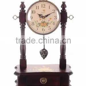 Wooden Desk Clock Solid Wood Vintage Antique Table Clock thumbnail-1