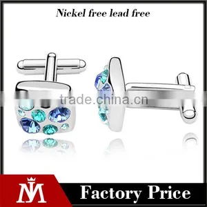 2016 Latest Luxury Silver Copper Diamond Cufflinks With Square High Polishing Cuff Links thumbnail-1
