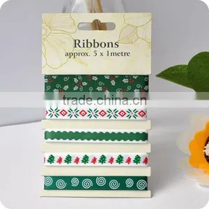 Polyester Ribbon, Grosgrain Ribbon , Ribbon Set for X'mas, Scrapbooking Ribbon, Ribbon for Bowing thumbnail-1