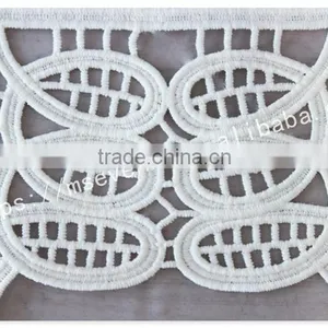 High Quality 13.5cm Width Water Soluble Polyetser Crochet Trim in White thumbnail-3