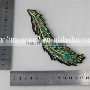 Good Looking Green Color Applique Embroidery Design Patch Peacock Feathers Decoration Garment thumbnail-6