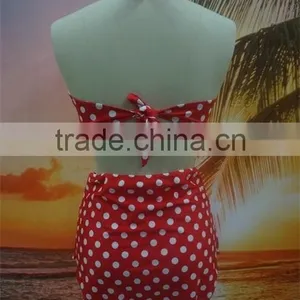 2016 Dot Print Halter High Waist Bikini For Mature Women thumbnail-2