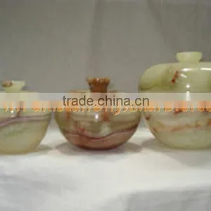 PAKISTAN FACTORY MADE ONYX CANDY JARS POTS HANDICRAFTS thumbnail-5