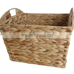 Natural Water Hyacinth Basket With Cut Out Handle thumbnail-1