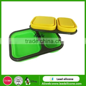 Convenient Collapsible Rectangle Sealed Lunch Box ,Food Grade Silicone Lunch Box thumbnail-5