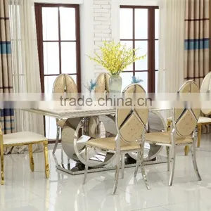 2016 Luxury Stainless Steel Dining Table/ Elegant Marble Dining Table for Wholesale AH068 thumbnail-5