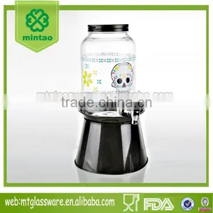 Halloween Juice Dispenser Skull Paper Transfer With Black Lid Metal S'tand thumbnail-1