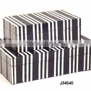 Black and White Bar Code Style Pattern Bone Box Available in All Sizes and Colours thumbnail-1