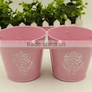 Connected Double Colourful Cartoon Style Metal Flower Bucket /planter/pot With Handle thumbnail-3