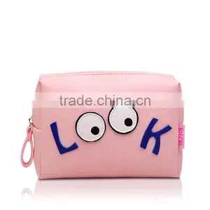 Women Pink Travel Cosmetic Bag With Zipper and Logo thumbnail-1