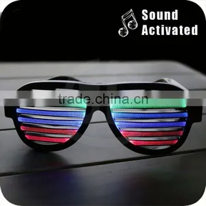 Amazon Best Seller Black Color Sound Activated Crazy Led Sunglasses Glitter Party Sunglasses thumbnail-1