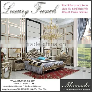 CB41Antique Royal Rococo Black Silver Glossy Neoclassic French High End Elegant Bedroom Furniture Set thumbnail-1
