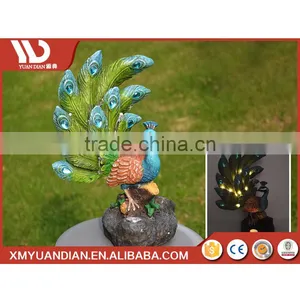 New China Products For Sale Art Work Resin Craft Peacock Solar Home Solar Led Ground Light thumbnail-5