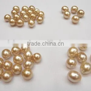 10-11 mm Golden Raindrop Freshwater Pearl Beads thumbnail-1