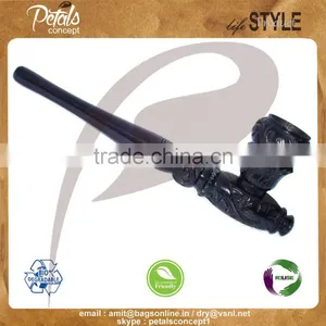 Best Selling Hi-polish Ebony Wood Smoking Pipe for Sale thumbnail-1