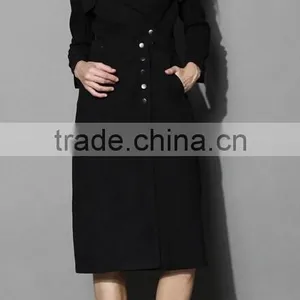 Multi-way Wear Coat and Skirt Set in Red,women Removable Dress Coat,women Knee Length Fitted Long Coat thumbnail-1