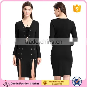 2016 Black Long Sleeve Woman Bandage Dress thumbnail-1