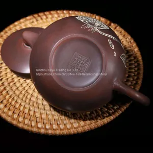 Nixing Pottery Fishes Play With Lotuses Teapot Family Use Tea Pot Chinese Pure Handmade Ceramic Teapot thumbnail-3