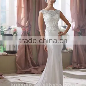 Real Cap Sleeve Lace Satin Sharara Wedding Dress thumbnail-2