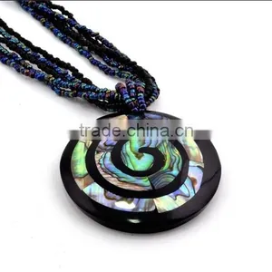 Vortex Abalone Shell Pendant Necklace Handmade Mosaic Pendant Necklace Luxury Sea Shell Jewelry thumbnail-1