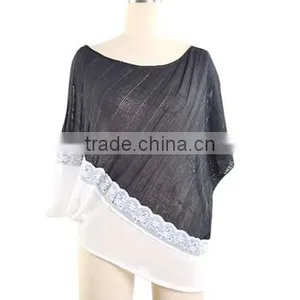 Women Blockcolor Batwing Sleeve Seamless Knit Pullover thumbnail-1