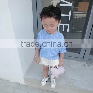 1-4 Years 2017 Wholesale Summer Cotton Short-Sleeves Stripe Kids Boys Shirts thumbnail-4