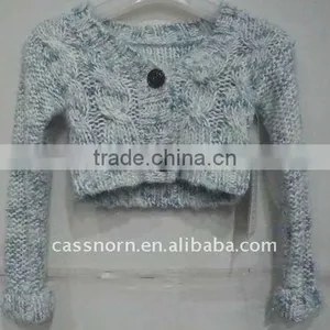 100 Acrylic Long Sleeve Ladies Sweater Top With Button thumbnail-1