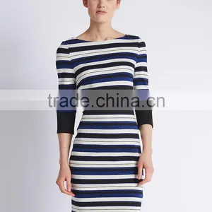 3/4 Sleeve Striped Tunic Dress 2016 thumbnail-1